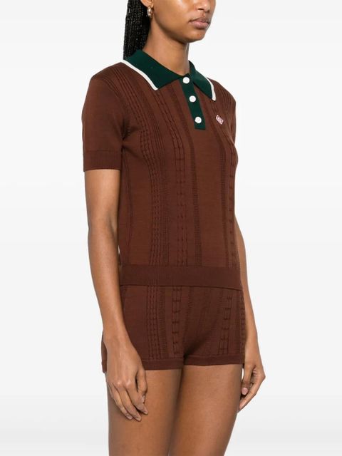 Casablanca cable-knit polo top - Brown