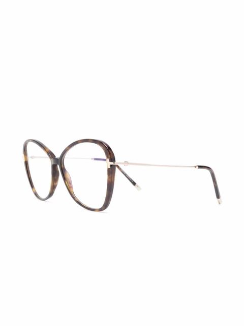 TOM FORD Eyewear polished-effect oversize-frame glasses - Brown