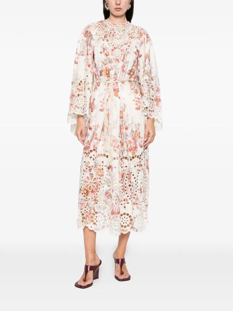 ZIMMERMANN Awaken embroidered yoke midi dress - Neutrals