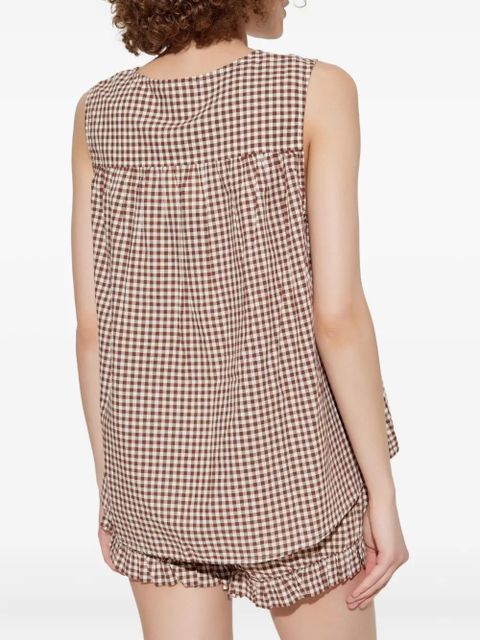 Posse gingham buttoned-front top - Brown