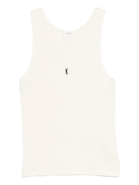 Saint Laurent logo-embroidered tank top - Neutrals - zdjęcie produktu nr 1