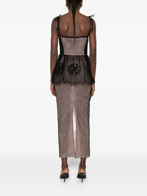 Alessandra Rich lace-tie evening dress - Black