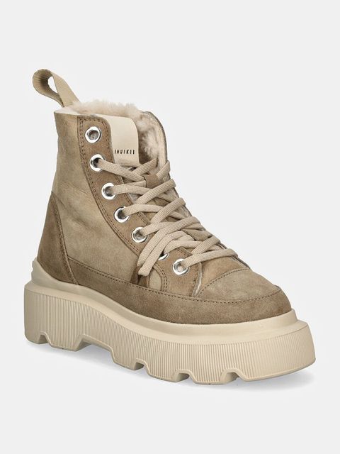 Inuikii buty zamszowe Matilda Shearling kolor beżowy na platformie ocieplone 1002.002.0012.250 - zdjęcie produktu nr 1