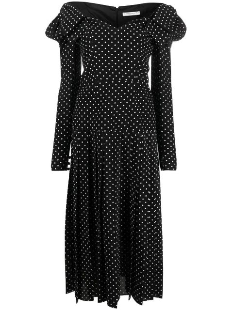 Alessandra Rich mutton-sleeve polka dot-print midi dress - Black - zdjęcie produktu nr 1