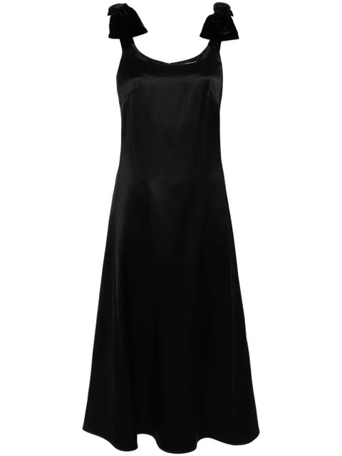 Chloé bow-embellished satin midi dress - Black - zdjęcie produktu nr 1