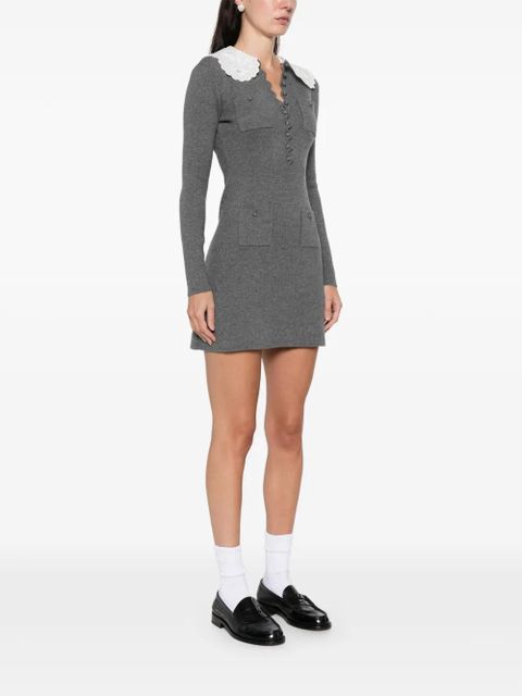 Self-Portrait lace collar pocket mini dress - Grey