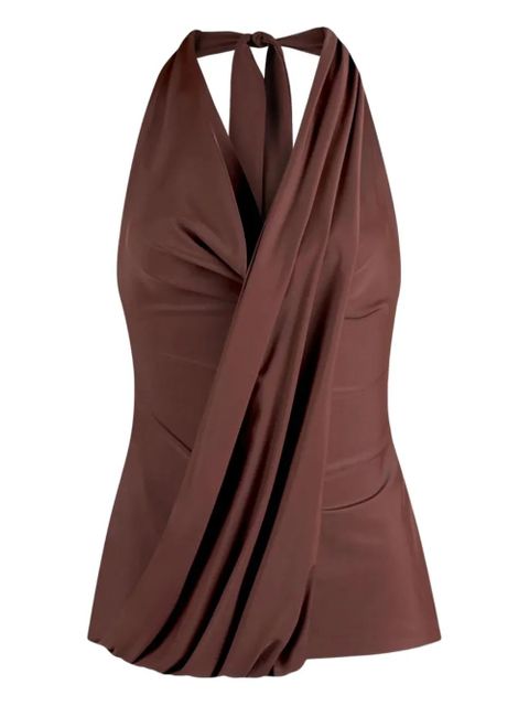 Manière De Voir draped halterneck top - Brown - zdjęcie produktu nr 1