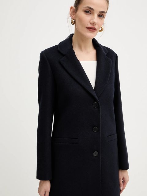 Liu Jo płaszcz z dodatkiem wełny kolor granatowy MF5149 T165A