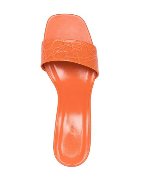 BY FAR Ceni crocodile-embossed mules - Orange