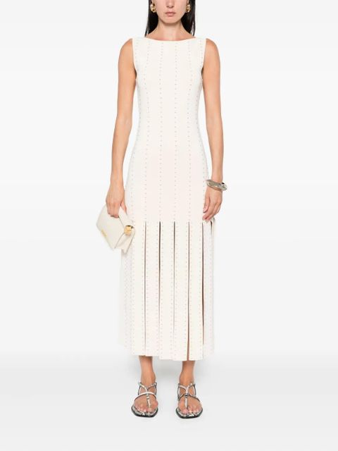 SANDRO studded knit midi dress - Neutrals