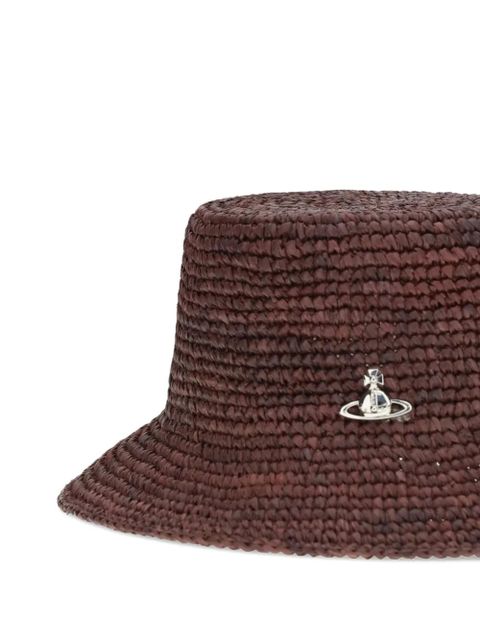 Vivienne Westwood raffia Orb-plaque bucket hat - Brown