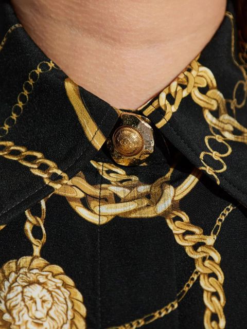 Balmain chain-print button-up shirt - Black