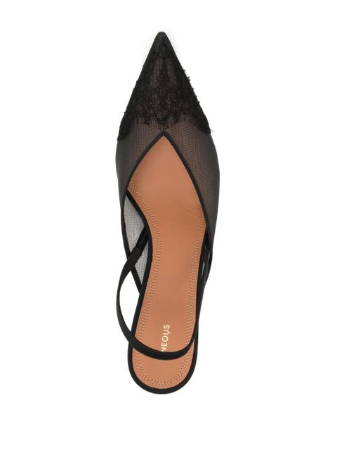 NEOUS 40mm lace-detailing slingback pumps - Black