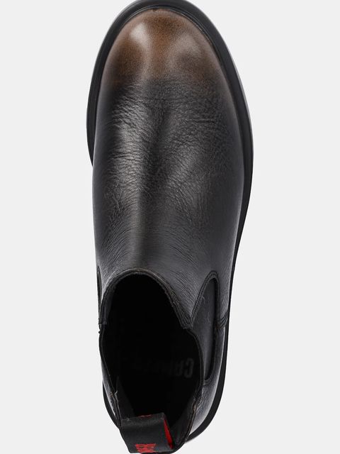 Camper sztyblety skórzane Dean damskie kolor czarny na płaskim obcasie K400761-009