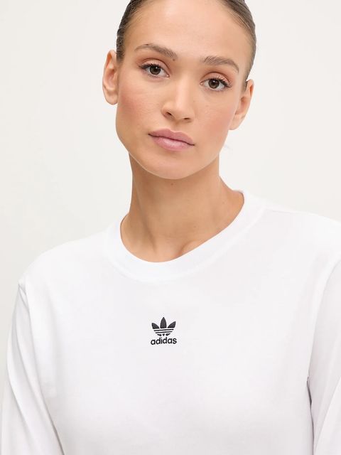 adidas Originals longsleeve bawełniany Essentials kolor biały JW7454