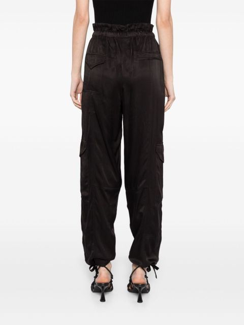 GANNI washed satin trousers - Black