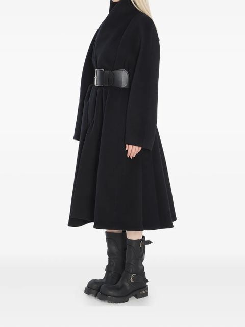 Balenciaga leather-belt wrap coat - Black