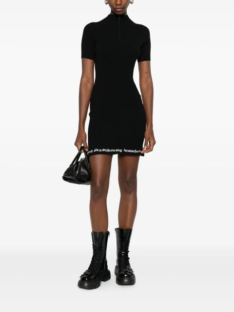 Alexander Wang ribbed logo-detail midi dress - Black - zdjęcie produktu nr 2