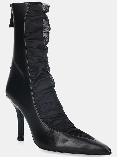 Patrizia Pepe botki skórzane damskie kolor czarny na szpilce 2Y0020 V038 K103 - zdjęcie produktu nr 1