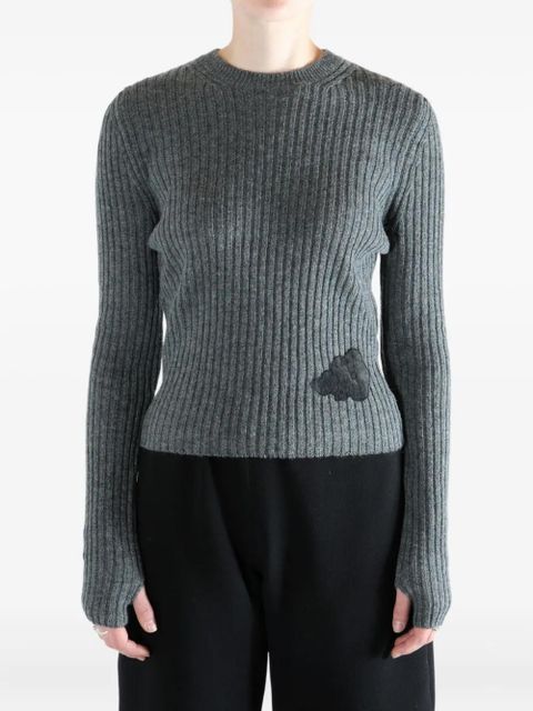 Cecilie Bahnsen ribbed appliqué sweater - Grey