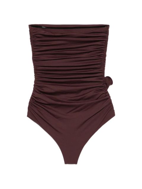 Magda Butrym ruched floral-detail swimsuit - Purple - zdjęcie produktu nr 2