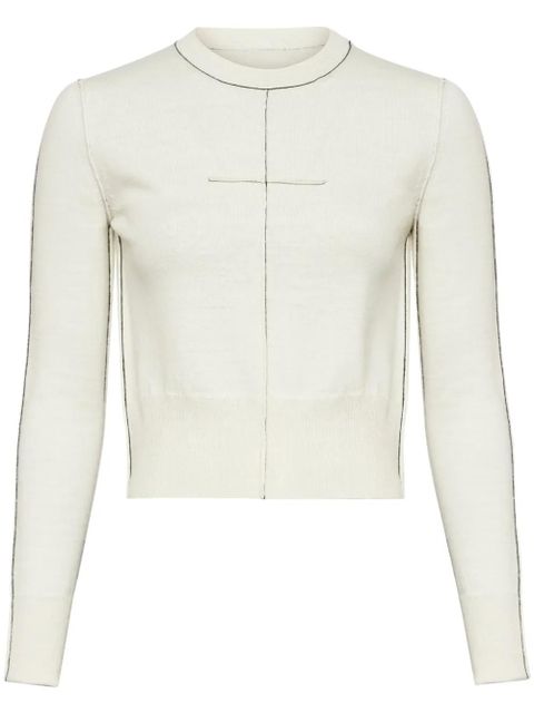 MM6 Maison Margiela contrasting-border crew-neck jumper - Neutrals - zdjęcie produktu nr 1