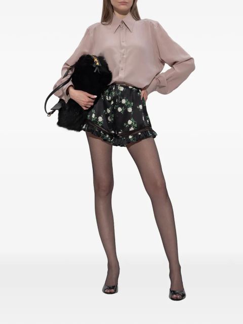 Dolce & Gabbana floral-print ruffle-trim shorts - Black - zdjęcie produktu nr 2