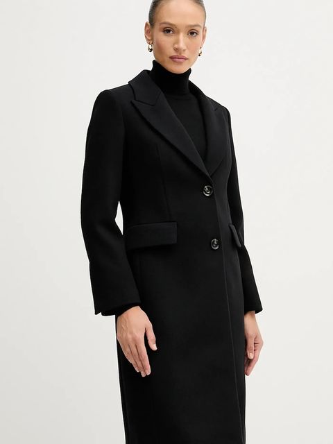 Sisley płaszcz wełniany kolor czarny przejściowy 2JJYLN04Z - zdjęcie produktu nr 1