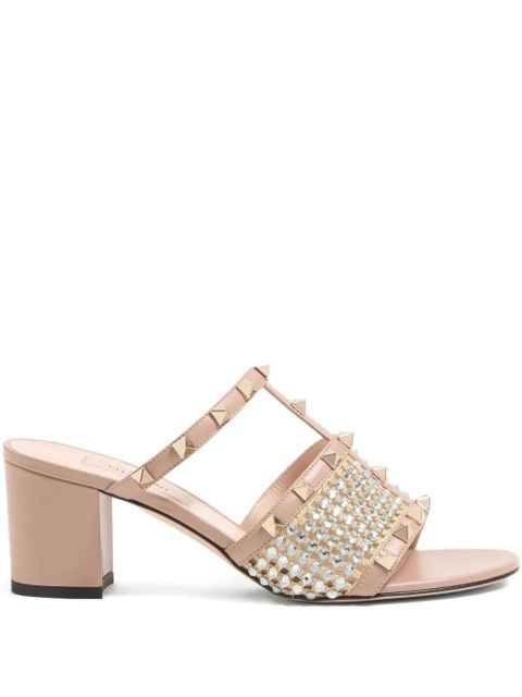 Valentino Garavani 60mm Rockstud embroidered sandals - Neutrals - zdjęcie produktu nr 1