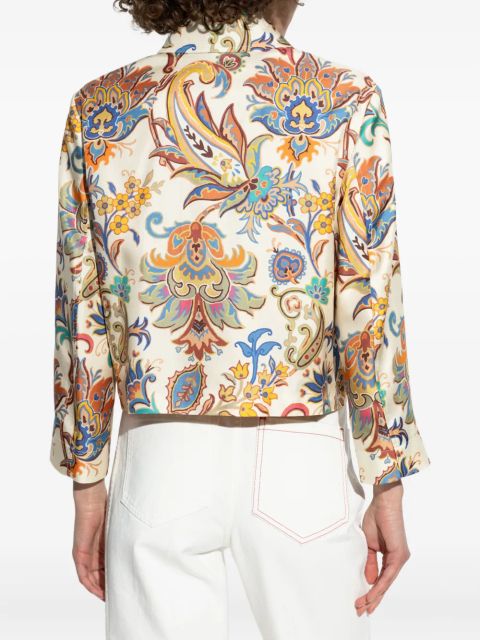 ETRO floral-print cropped jacket - White