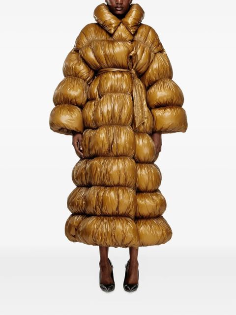 Diesel quilted belted long coat - Yellow