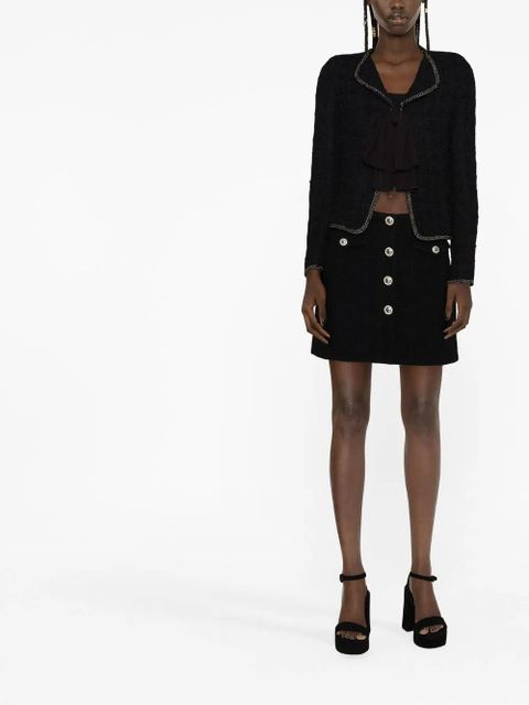 Alessandra Rich button-up bouclé mini skirt - Black