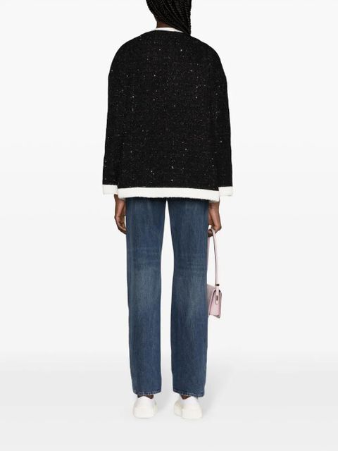 Valentino Garavani caban sequinned tweed jacket - Black