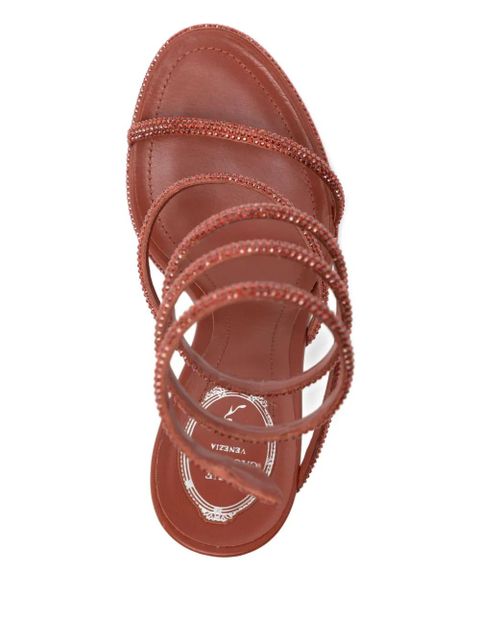 René Caovilla 110mm crystal-embellished spiral-wrap sandals - Red