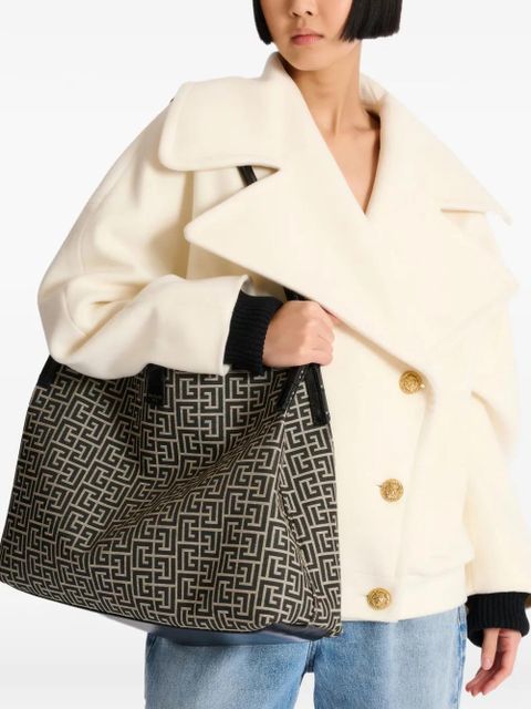 Balmain medium Release monogram jacquard tote bag - Black - zdjęcie produktu nr 2