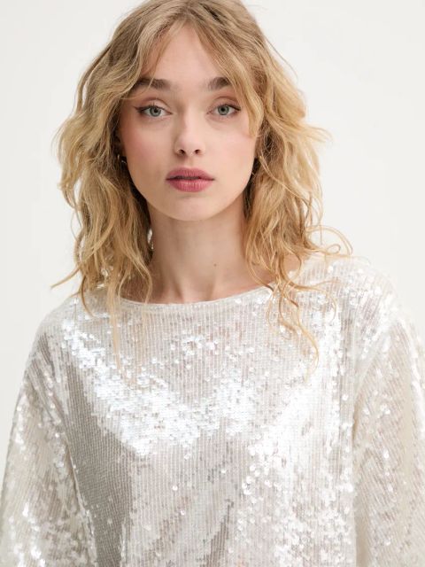 Bruuns Bazaar bluzka damska kolor szary z aplikacją BBW4402