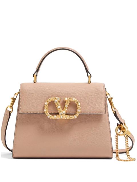 Valentino Garavani Vsling small handbag in grainy calfskin with jewel logo - Pink - zdjęcie produktu nr 1
