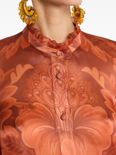 ETRO pleated floral-print shirt - Red