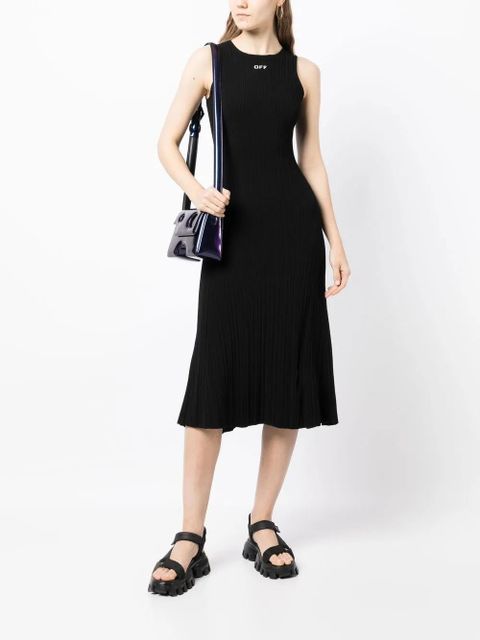 Off-White logo-print ribbed midi dress - Black - zdjęcie produktu nr 2