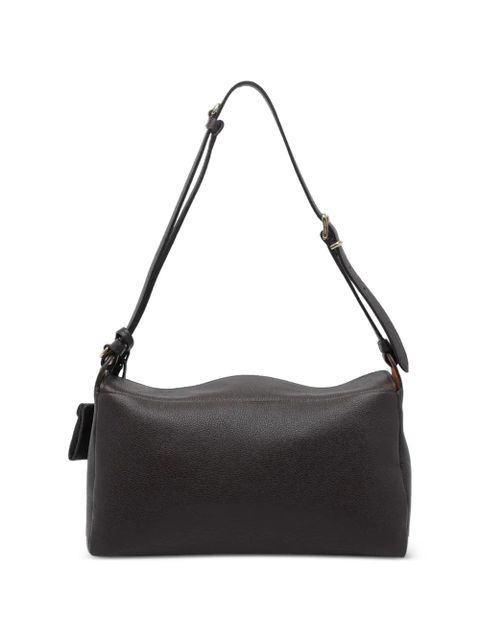 Miu Miu logo-lettering padlock-detail leather shoulder bag - Brown - zdjęcie produktu nr 2