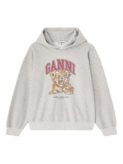GANNI graphic-print hoodie - Grey - zdjęcie produktu nr 1