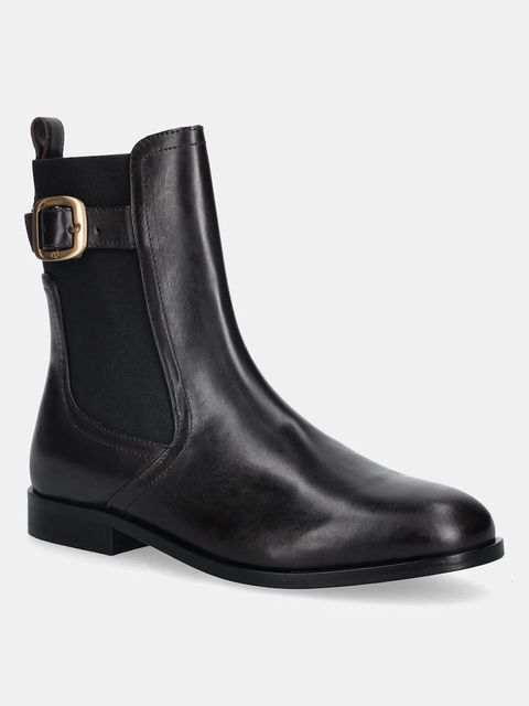 Twinset sztyblety skórzane damskie kolor brązowy na płaskim obcasie 252TCP120 - zdjęcie produktu nr 1