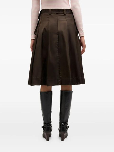 GANNI Belted pocket midi skirt - Brown