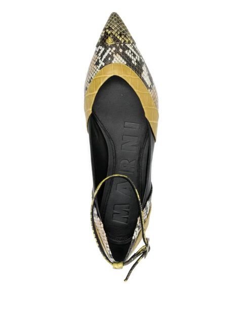 Marni snake-print ballet flats - Yellow