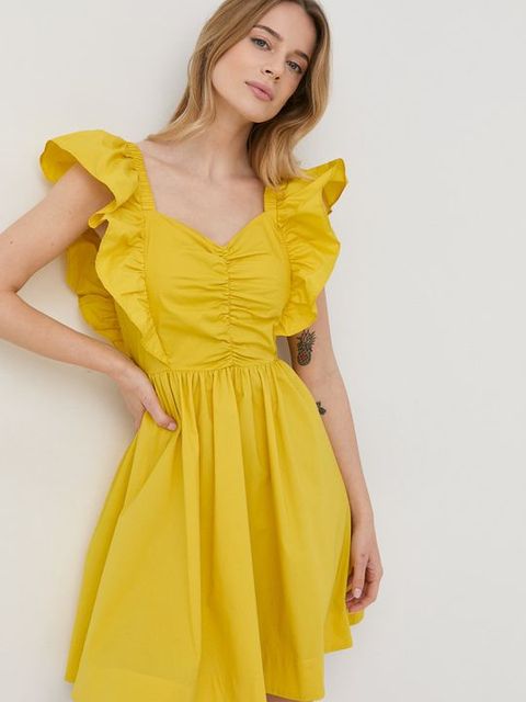 Twinset sukienka kolor żółty mini rozkloszowana - zdjęcie produktu nr 2