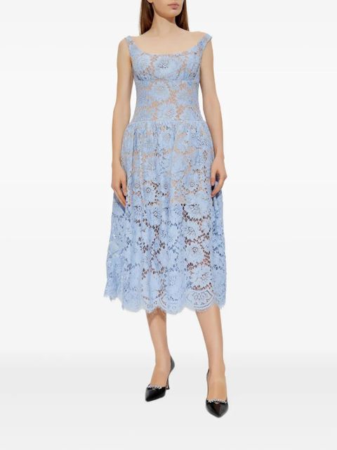 Self-Portrait floral-lace midi dress - Blue