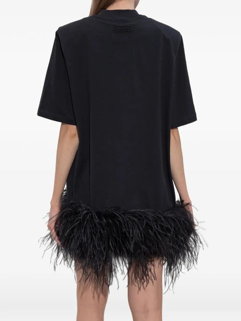 The Attico feather-trim mini dress - Black