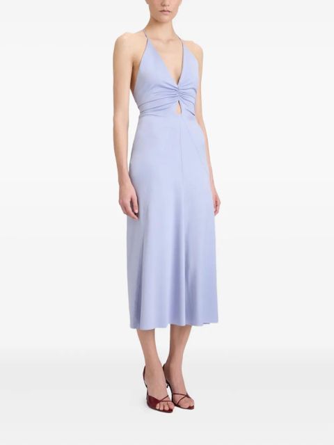 Victoria Beckham V-neck ruched midi dress - Blue - zdjęcie produktu nr 2