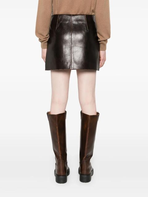 SANDRO leather mini skirt - Brown