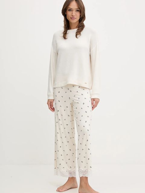 United Colors of Benetton longsleeve piżamowy damska kolor beżowy 3Q413M08A - zdjęcie produktu nr 2